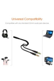 Resim Platon Siyah Kulaklık Ses Mikrofon Dönüştürücü Çoklayıcı 