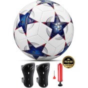 Resim 3lü Set Futbol Topu Tekmelik Şampiyonlar Ligi Pompalı Sert Zemin Halı Saha Futbol Topu Mavi No:5 Mavi 