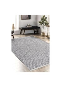 Resim Lidya Bukle Gri Çizgili Halı Kaydırmaz, Kadife Hissi, Kolay Temizlik, Antibakteriyel, Modern Gri 