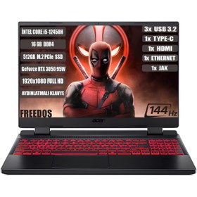 Resim Acer Nitro 5 AN515-58 I5-12450H 16 GB 512 GB SSD RTX3050-4 GB 15.6\ IPS Fhd 144 Hz Freedos NH.QFJEY.007+165 