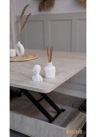 Resim Nova Akıllı Sehpa - Traverten Ahşap 