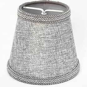 Resim Sutaşı İşlemeli Mini Boy Maşalı Avize Abajur Başlığı Mum ampul üstüne takılır 14cm (Açık Gri) 