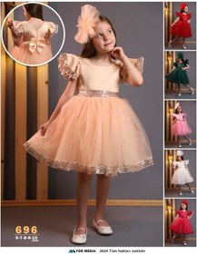 Resim Retro Women Kız Çocuk Tül Beyaz Pembe Kırmızı Tokalı Prenses Doğum Günü Bayram Abiye Mezuniyet Şık Elbise Beyaz 