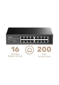 Resim Cudy FS1016 16 Port 10/100 Mbps Metal Rackmount Masaüstü Switch 