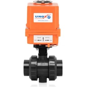 Resim Unox 220V Ac Elektrik Aktüatörlü U-Pvc Küresel Vana Asit İçin 