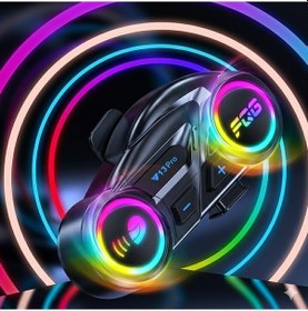 Resim Çeşithane Y13 Pro Kameralı/ışıklı Motosiklet İnterkom - Renkli Rgb Işık Efektli, Bluetooth 5.3 Deste 