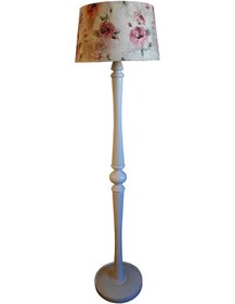 Resim Masif Torna Ayak,Pembe Çiçekli Lambader,Abajur,Köşe Aydınlatması 