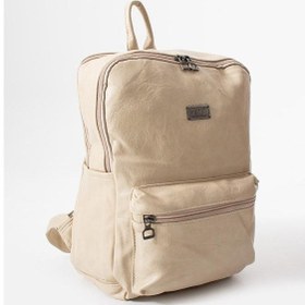 Resim Yıkama S. Deri Kadın Sırt Çantası Vegan Deri Bayan Sırt Çantası 30 20 Cm Yumuşak Doku Çok Cepli Bej 