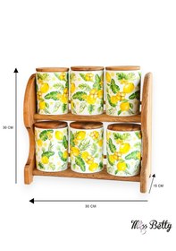 Resim Citrus Ahşap Standlı 6'lı Porselen Baharatlık Sarı 