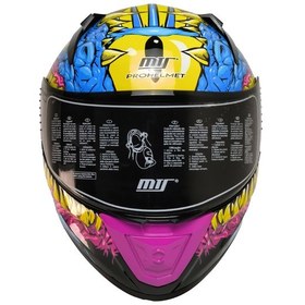 Resim MTS M-801 GONGJU PEMBE-MAVİ GÜNEŞ VİZÖRLÜ KASK (SİYAH CAMLI) 