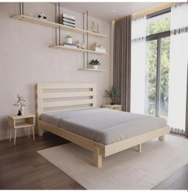 Resim Urban New Model Vernikli Çam Ahşap Karyola Ve İki Komodin Set-173 180 x 200 CM 