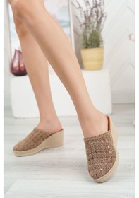 Resim EPAAVM - Dolgu Taban Ekose Örgü Burnu Kapalı Vizon Kadın Terl... Vizon 