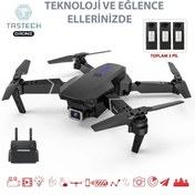 Resim Genel Markalar E88 4K HD ÇİFT KAMERALI DRONE APP KONTROL WİFİ Lİ KATLANABİLİR X3 BATARYA 