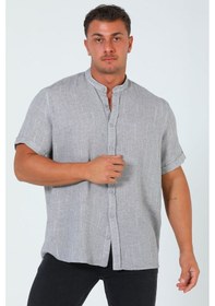Resim Erkek Kısa Kol Gömlek Gri 