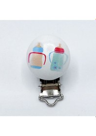 Resim Abarta Ahşap Emzik Askısı Klipsi Uzunluk 5 CM Çap 3.5 CM 1 Adet Beyaz 