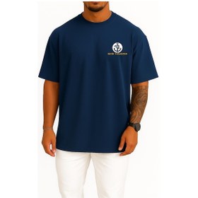Resim Bahriyeli Collection Oversize Kişiye Özel - Kendin Tasarla Cep Tasarımlı Unisex T-shirt Lacivert 