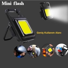 Resim Kenpazar Mini 30 Ledli Mıknatıslı Anahtarlık Flash Kamp Lambası Askılı Kapak Açacaklı Şarjlı Fener 