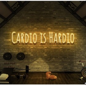 Resim Cardıo Is Hardıo Yazılı Neon Tabela Sarı 