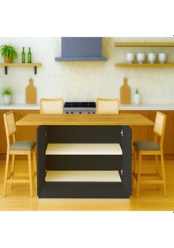 Resim Swan Mutfak Adası - Alt Modül - 2 Kapaklı - 140 Cm - Tezgah Dahil Antrasit 