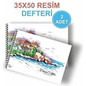Resim Mediart Prıntkonsept 2'li Büyük Boy Karton Kapak Resim Defteri 35X50 80 gr Beyaz 15 Yaprak 