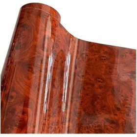 Resim Gaojunshop01 19.69x118.11 Inch Parlak Ahşap Desenli Vinyl Araç Kaplama Dekor Film 