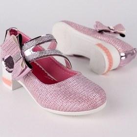 Resim Kız Çocuk Ayakkabı Papyonlu Babet Taşlı Simli Pudra 001 