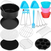 Resim Sweet Rui 7 inç 12 Adet Yui / Xiaomi / Philips / Kumtel Uyumlu Air Fryer Aksesuarları - Siyah (Yurt Dışından) 