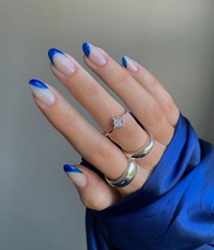 Resim Saks Mavi Model Badem Takma Tırnak 