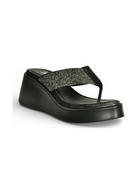 Resim Fox Shoes Y973525309 Siyah Taş Detaylı Parmak Arası Kalın Tabanlı Kadın Terlik Siyah 