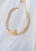 Resim Genel Markalar 316L Çelik Gold Renk Kelebek Figür İşleme Detay Zincir Model Kadın Bileklik 