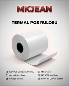 Resim MKJEAN Pos 56x14 Termal Pos Kağıdı Rulosu 500 adet li Rulo - Tüm Pos Cihazlara Uyumlu 