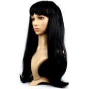Resim Uzun Siyah Peruk Saç 