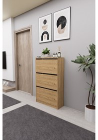 Resim Mirobi Kembe 3 Bölmeli Açılır Modern Dekoratif Ayakkabılık Çam Çam 