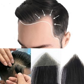 Resim 2 Adet İnsan Saçı Perçem & Yan Ek Uzatma - M Şekilli Alın Çizgisi, %100 Doğal Görünümlü Erkek ve Kadınlar İçin, Kolay Yapıştırma Uygulaması, Kel Alın Kapatıcı, Basit Siyah Stil, Alın Geliştirme, Doğal Görünüm Saç Ek Parçası 