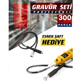 Resim Proxtech Prox Çok Amaçlı Devir Ayarli 300 Parça Hobi Gravür Delme, Parlatma, Taslama,pas Sökme Esnekşaft Seti 