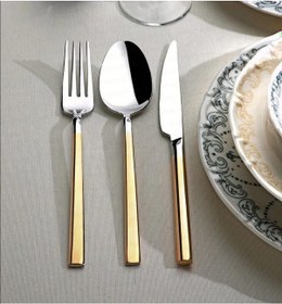 Resim Nehir Dalyan Altın Sade 84 Parça Çatal Kaşık Bıçak Seti Altın 