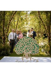 Resim Düğün-nişan- Misafir Hatıra Anı Kutusu-defteri Yeşil Hayat Ağacı 45cm Şeffaf Pleksi Şövale Ve Kalem Hediyeli 