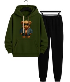 Resim classy moda Unisex 2’li Eşofman Takımı | Teddy Bear Baskılı Kapüşonlu ve Alt Üst Rahat Günlük Modern Stil 