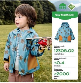 Resim Çocuklar İçin Yumuşak Kabuklu Rüzgarlık, Erkek Ve Kız Çocuk Giysisi, Dış Mekan, Rüzgara Dayanıklı, Su Geçirmez Ve Aşınmaya Dayanıklı Açık Mavi 