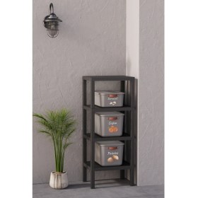 Resim Özbience 3 Katlı Sebzelik Seti, 4 Katlı Ombeg Raf ile Saklama Çözümü 