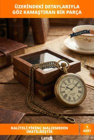 Resim Letsii Nostaljik Ahşap Kutulu Köstekli Saat Vintage 