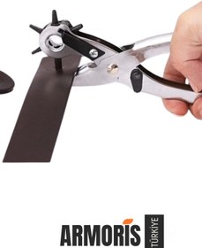 Resim Armoris Yeni 6 Farklı Başlık Uçlu Pratik Delgeç Kemer Delme Perçin Pensesi İkili Set Deri Plastik Delici 