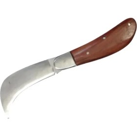 Resim Bursa Çelik Eğri Bağ / Kablo / Aşı Çakısı, Ahşap Saplı 22 cm 