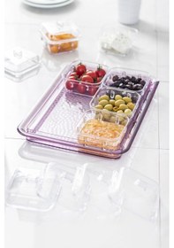 Resim Akrilik Mürdüm 6’lı Kapaklı Kahvaltılık Kahvaltı Seti & Sakla 