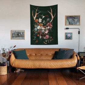 Resim Floral Deer Duvar Örtüsü - 100 cm x 135 cm 