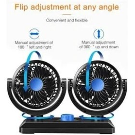 Resim Arslan Oto Araç Içi 360° Dönerli Torpido Üstü Çift Fanlı Oto Vantilatör 12V Kademeli 