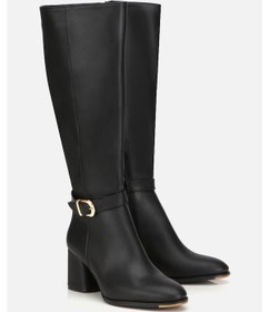 Resim Kadın Siyah Kemer Detaylı Topuklu Çizme Siyah 