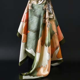 Resim Kadınlar için Şık Çiçek Desenli Kare Eşarp - Pastel Turuncu, Yeşil, Bej, Beyaz & Siyah - Esnemez Saç Bandı, Kemer, Çanta Süsü - Günlük ve Resmi Etkinlikler İçin - Kolay Bakım Eşarplı Sarma, Moda Aksesuarı, Sanatsal Tasarım, Nefes Alabilen Malzeme, Şık Saç Bandı, Gündelik Giyim, Elde Yıkanabilir, Çok Yönlü Başörtüsü, İlkbahar Gardırop 