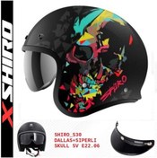 Resim Shiro Jc Dallas Skull Açık Kask Siyah 