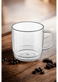 Resim Kırılmaz Çizilmez Çay Kahve Bardağı 250 Ml Kulplu Bardak 1 Adet Şeffaf 
